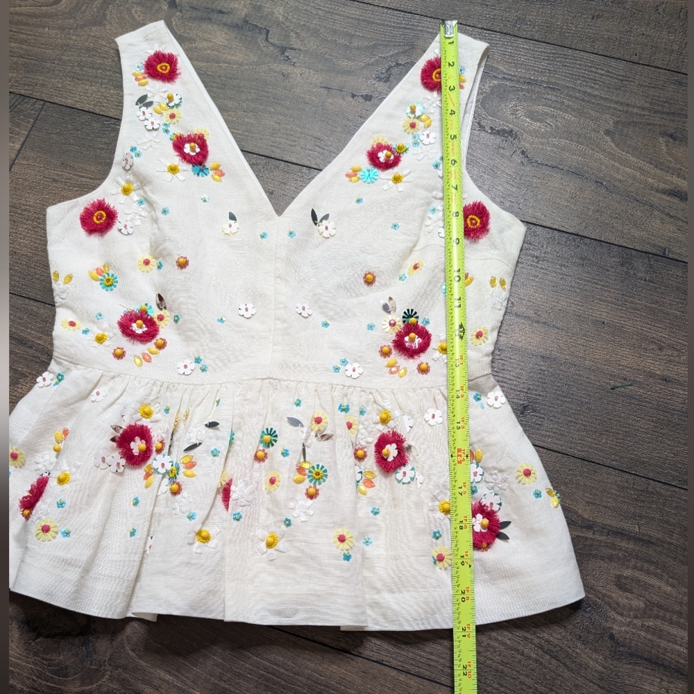 J. Crew White Top with Colorful Floral Embroidery - Picture 5 of 7